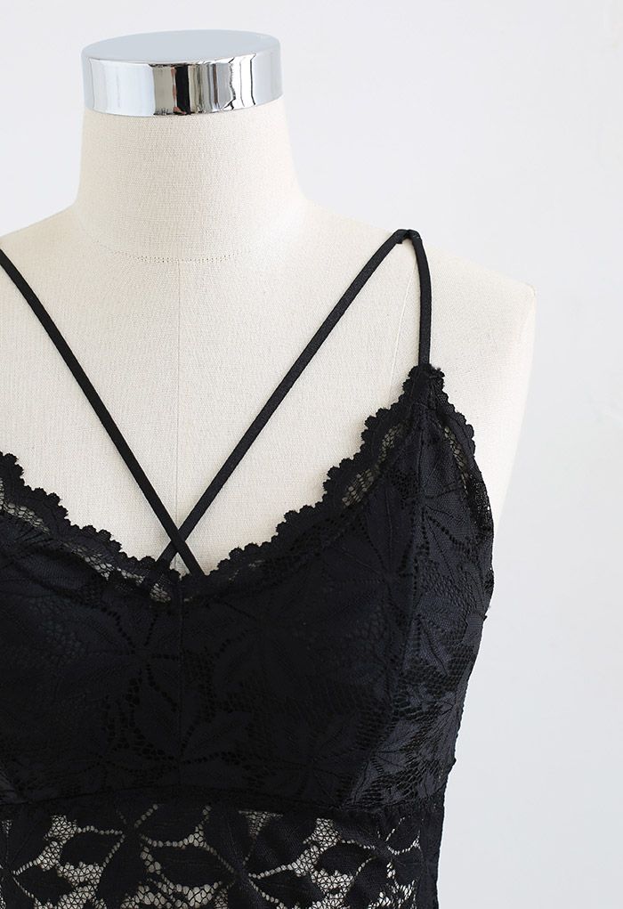 Blossom Cami-Bustier-Top mit Spitze in Schwarz