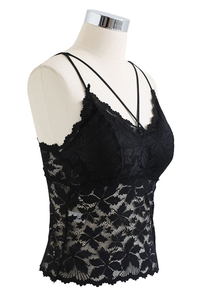 Blossom Cami-Bustier-Top mit Spitze in Schwarz