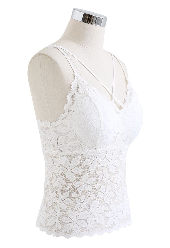 Blossom-Spitzen-Cami-Bustier-Oberteil in Weiß