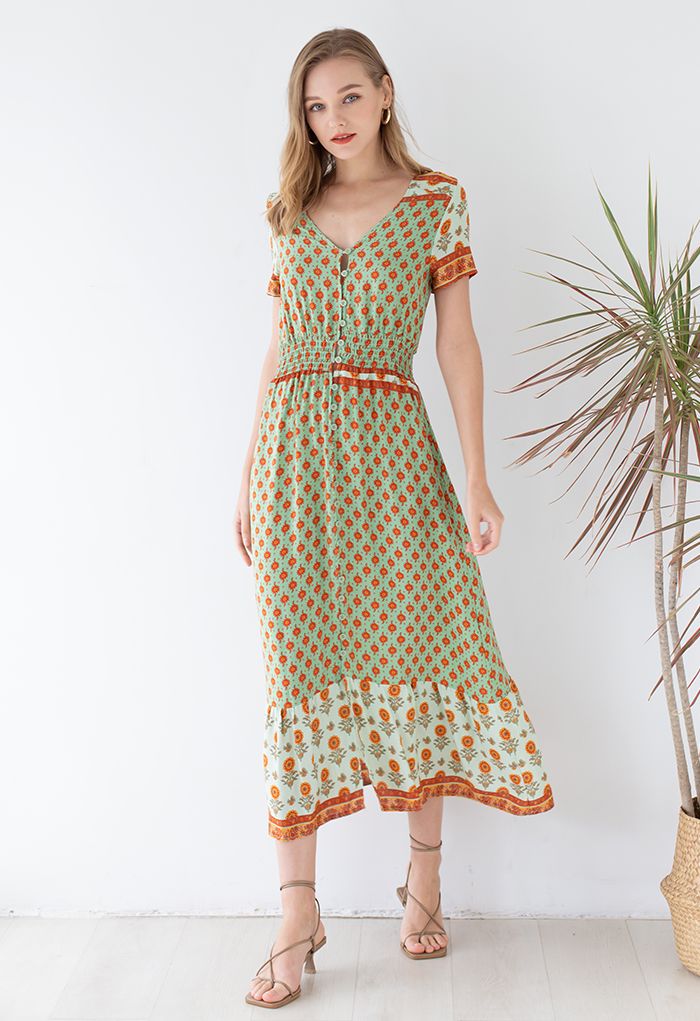 Tenerife Vacay Boho-Maxikleid mit Blumenmuster