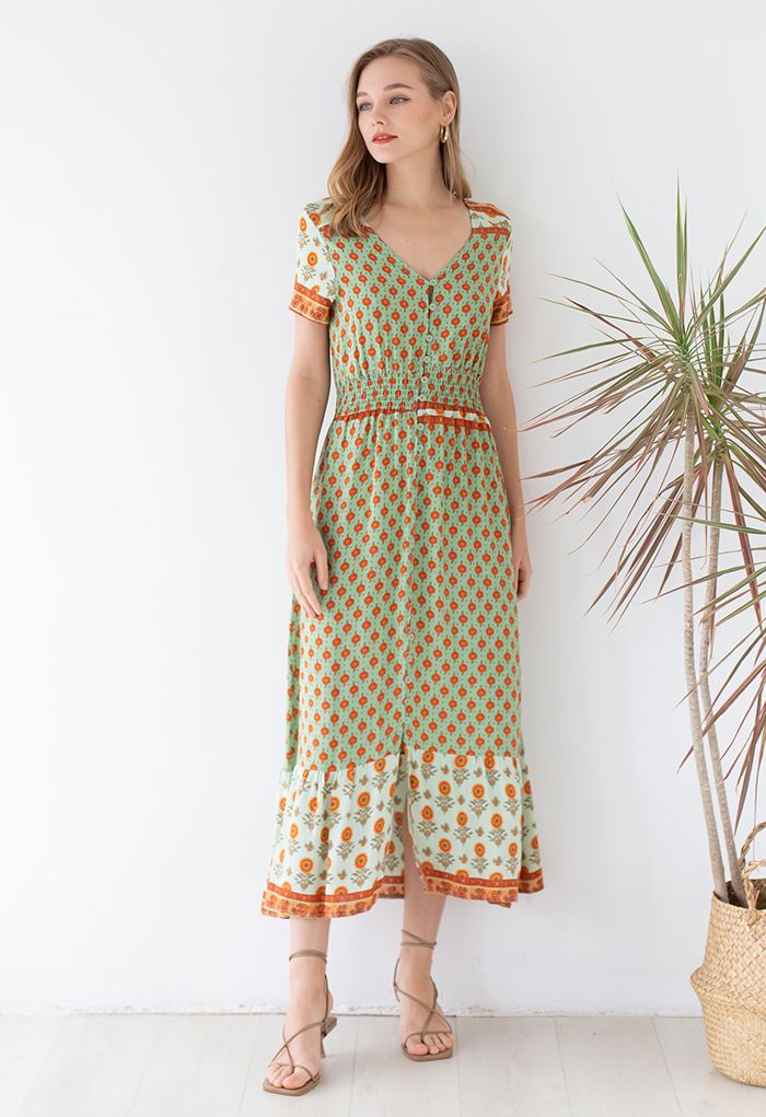 Tenerife Vacay Boho-Maxikleid mit Blumenmuster