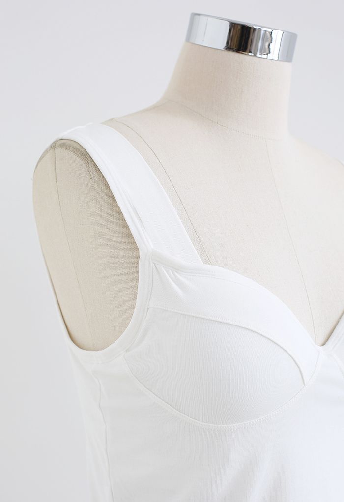 Einfarbiges Bustier-Tanktop in Weiß