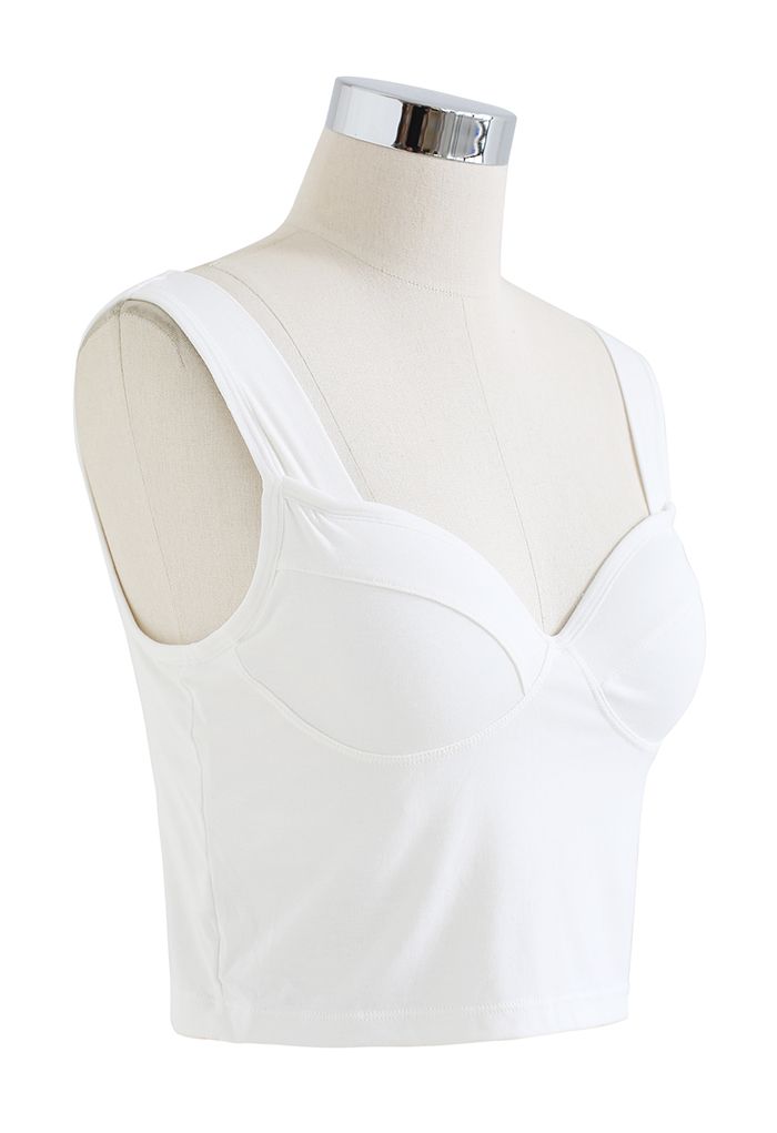 Einfarbiges Bustier-Tanktop in Weiß