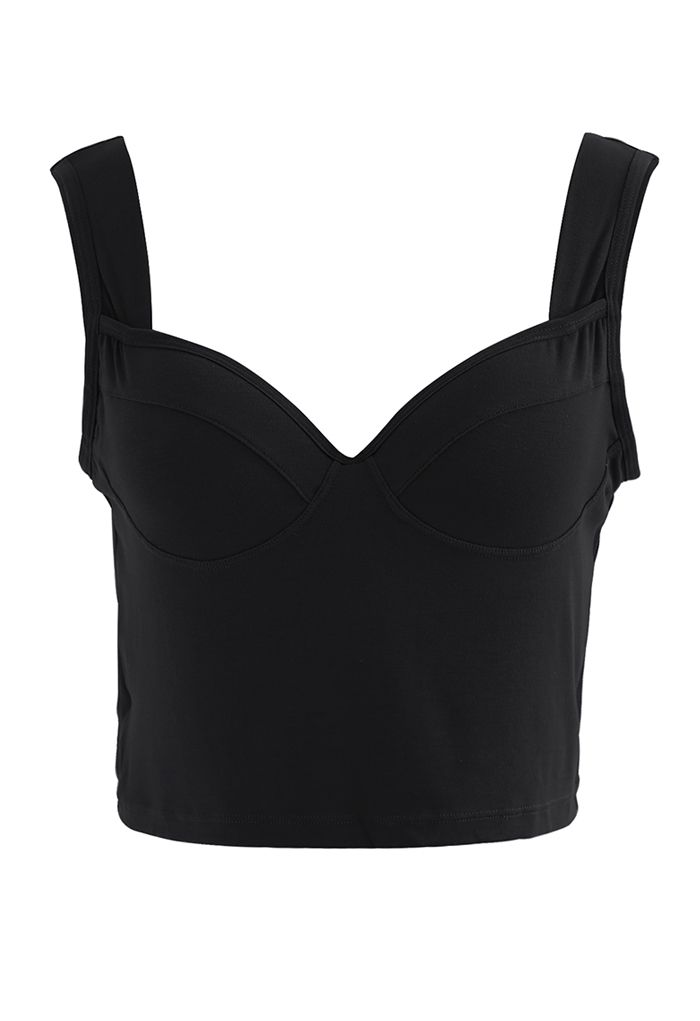 Einfarbiges Bustier-Tanktop in Schwarz