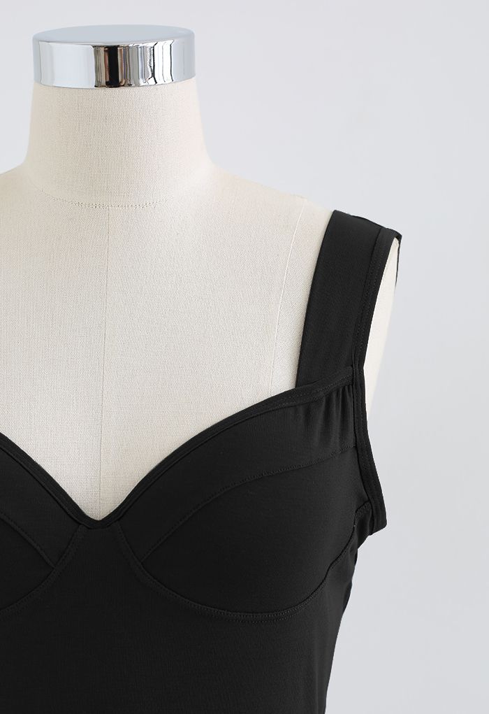 Einfarbiges Bustier-Tanktop in Schwarz