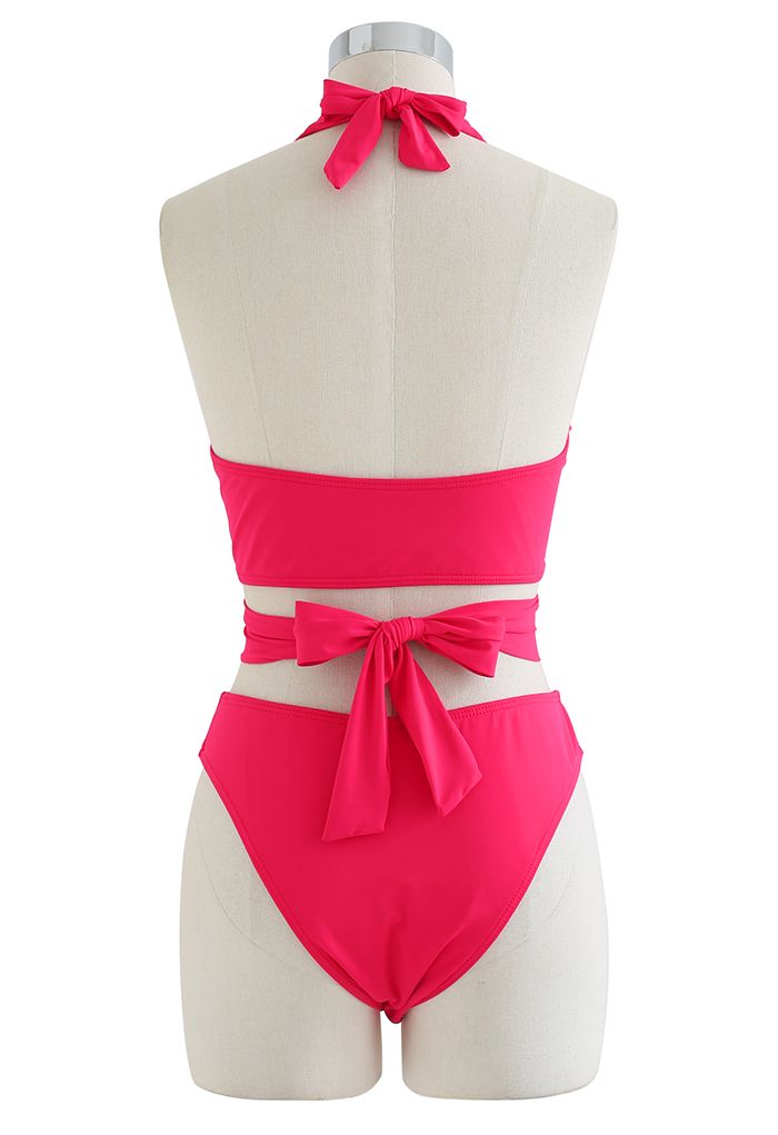 Leidenschaftliches rotes Neckholder Bikini Satz 