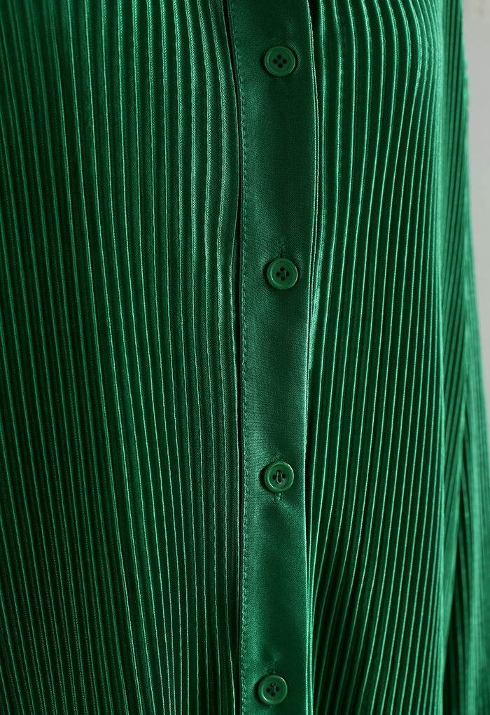 Vollständig plissiertes Plissee-Hemd und Hose im Set in Smaragd