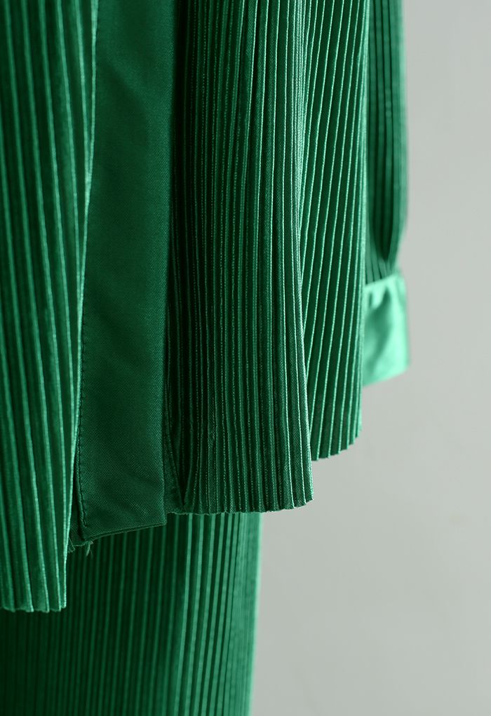 Vollständig plissiertes Plissee-Hemd und Hose im Set in Smaragd