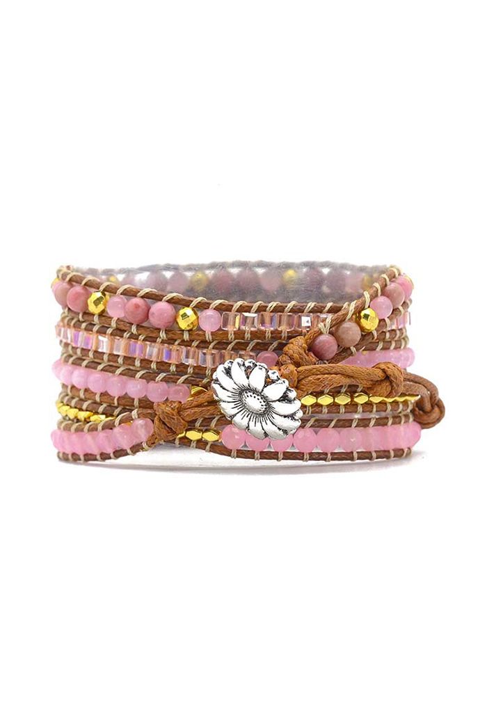 Pink Crystal Five-Layer Twined Uhrenarmband