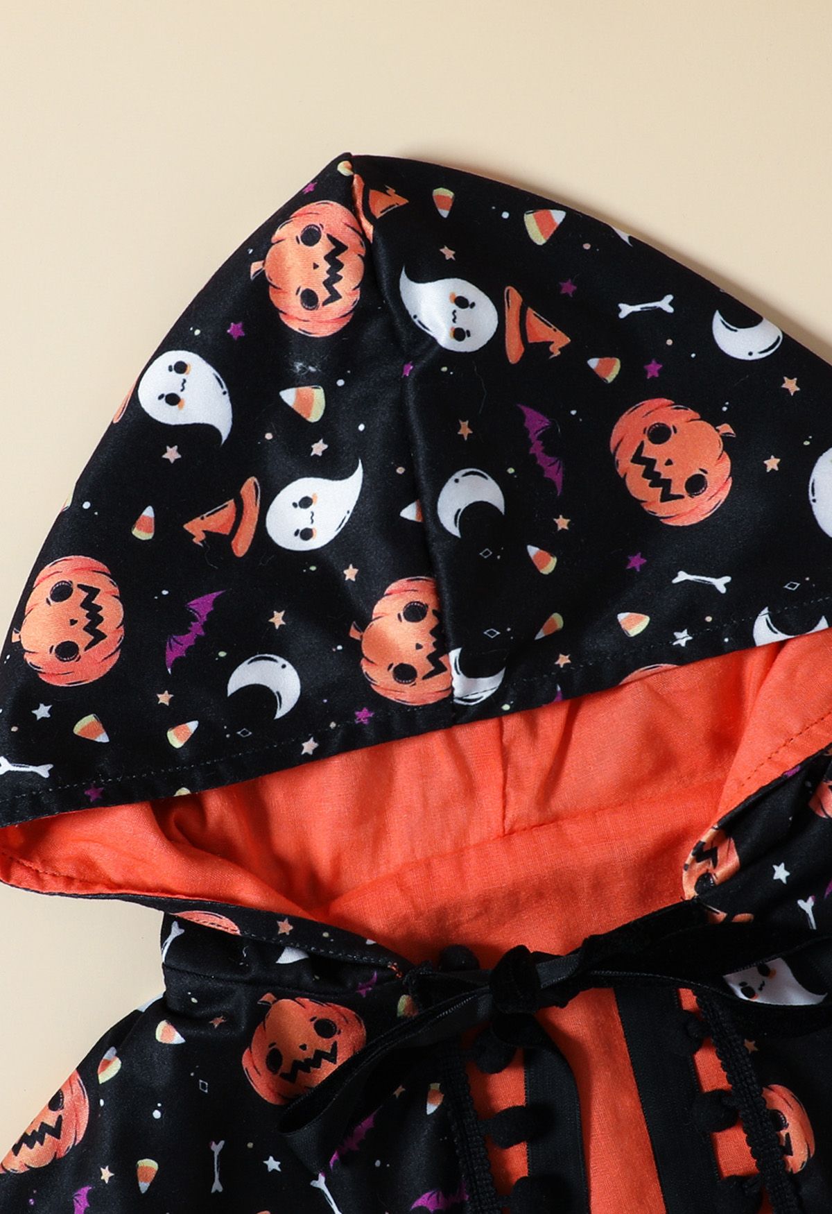 Halloween-Geist-Kürbis-Netzkleid für Kinder mit Kapuzenumhang