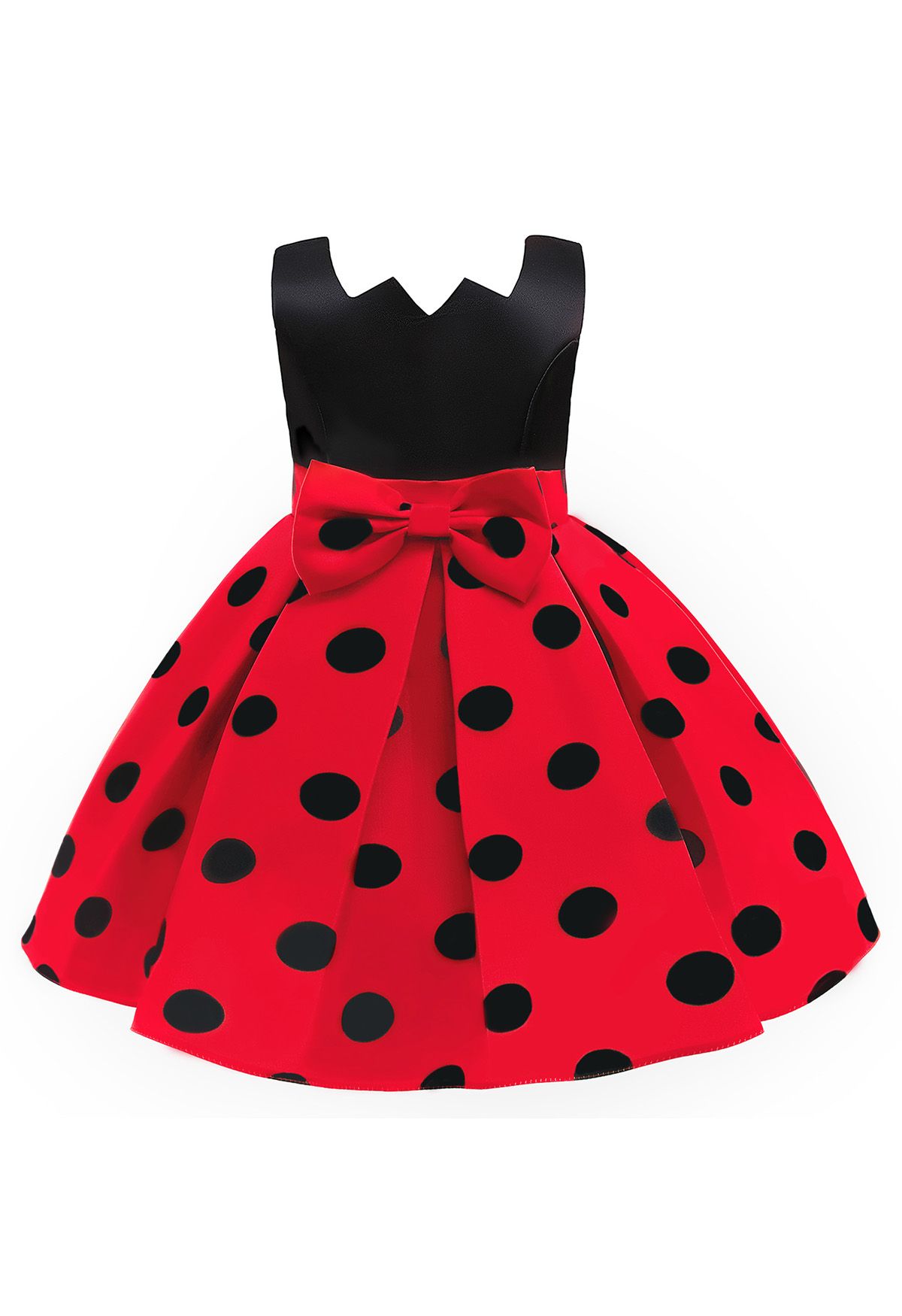 Polka Dot Bowknot Plissiertes Prinzessinnenkleid in Rot