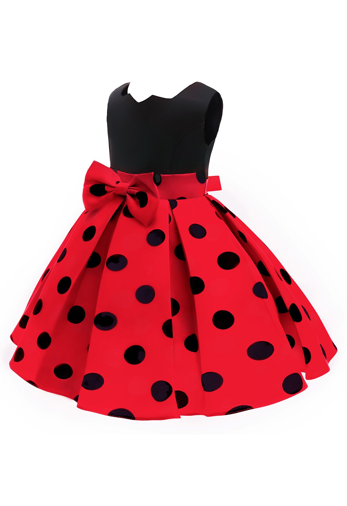 Polka Dot Bowknot Plissiertes Prinzessinnenkleid in Rot