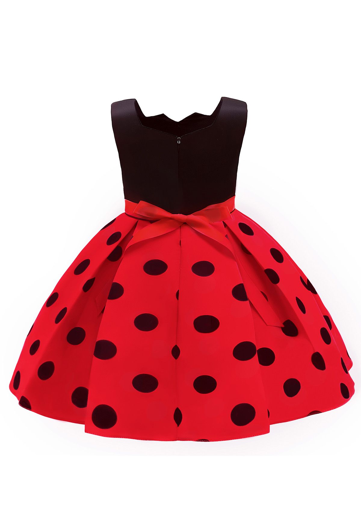 Polka Dot Bowknot Plissiertes Prinzessinnenkleid in Rot