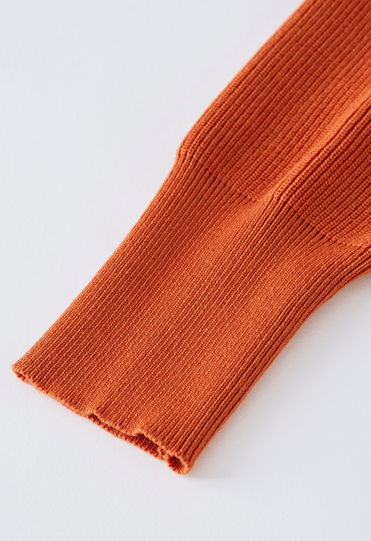 Bequemes geripptes Strickoberteil und Midirock im Set in Orange