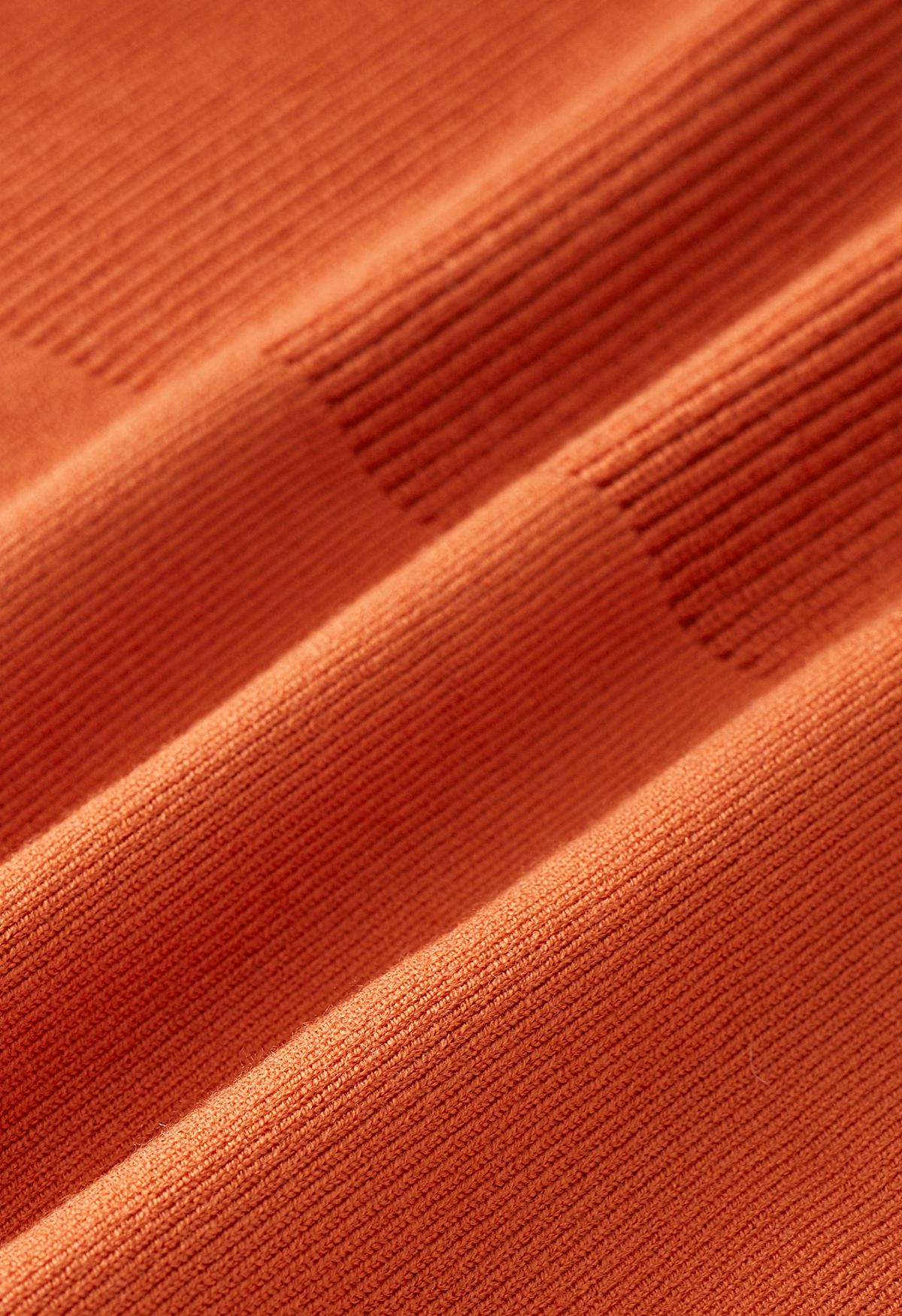 Bequemes geripptes Strickoberteil und Midirock im Set in Orange