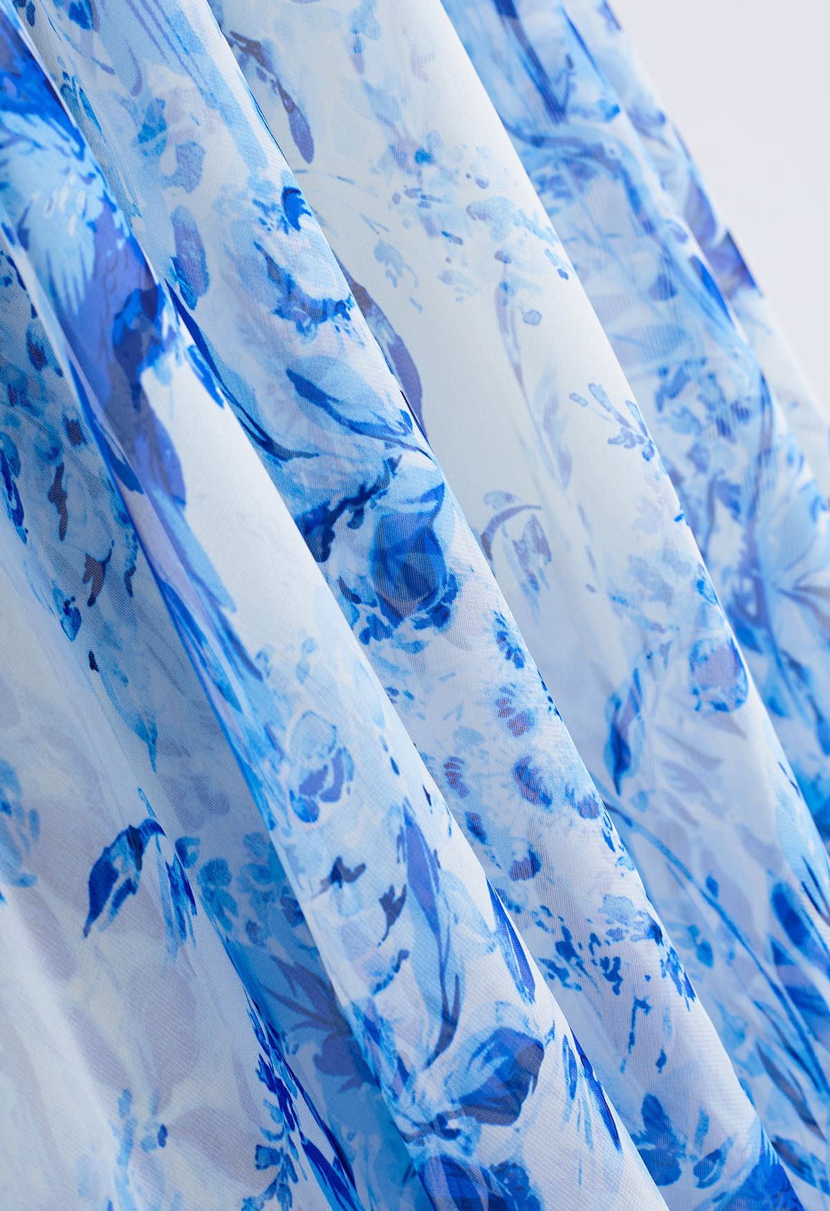 Summer Forest Bedruckter Maxirock aus Chiffon in Blau