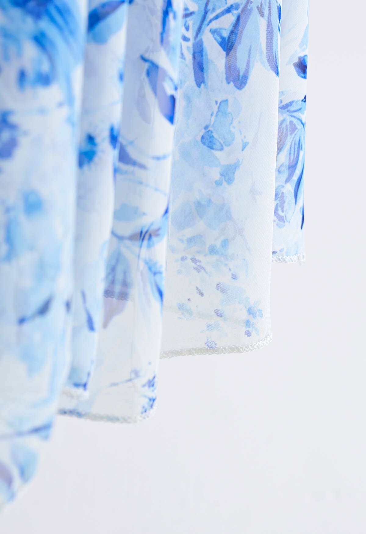 Summer Forest Bedruckter Maxirock aus Chiffon in Blau