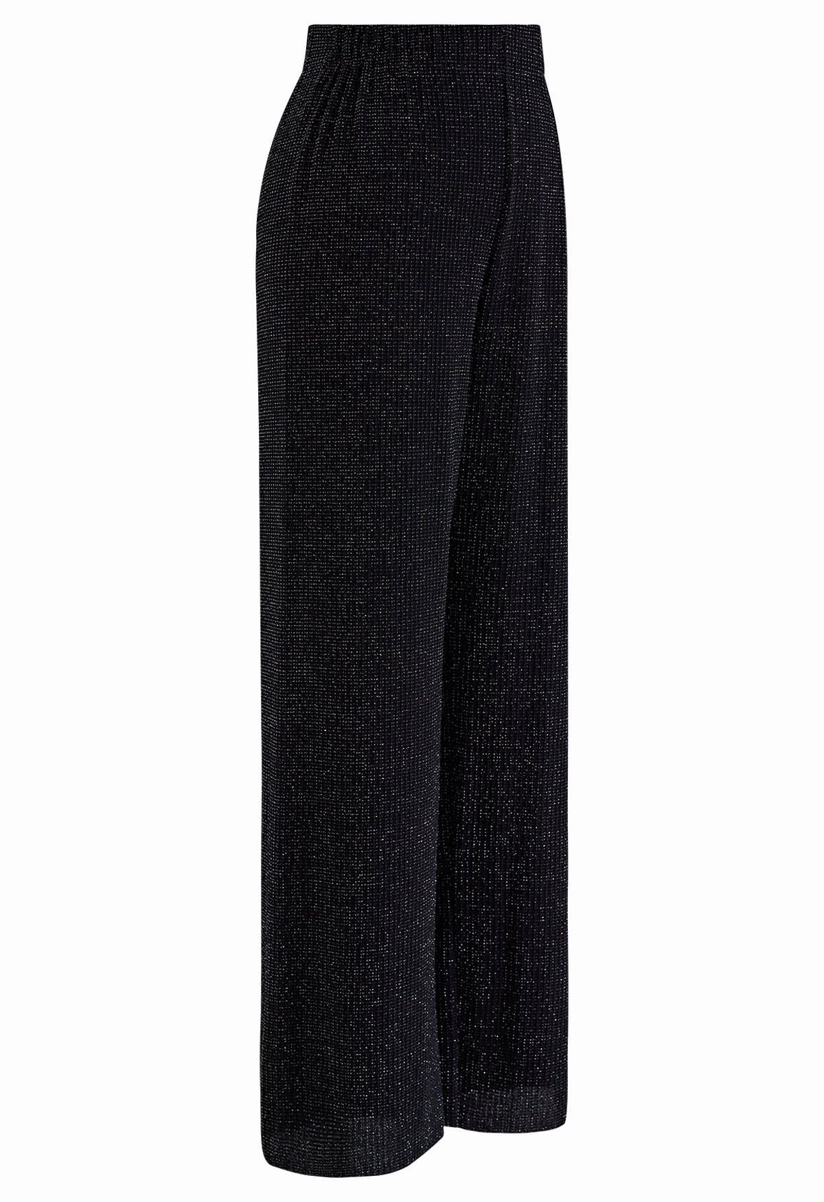 Mitternachtsschimmernde schwarze Hose mit geradem Bein