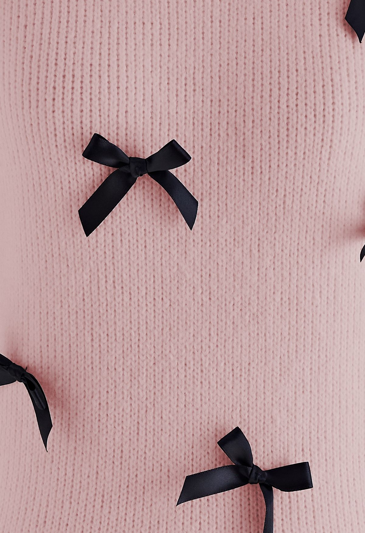 Bowknot verzierter Kurzarm-Strickpullover in Pink