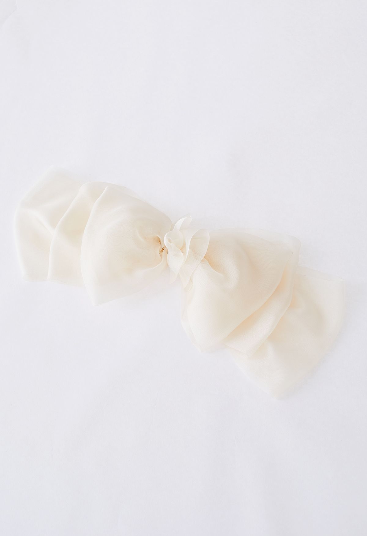Flowy Mesh Bowknot Haarspange in Creme