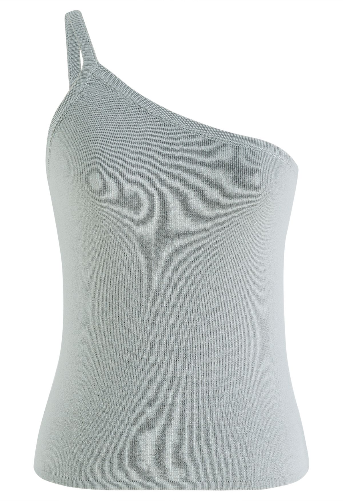 Strappy One-Shoulder-Strick-Tanktop in Grau