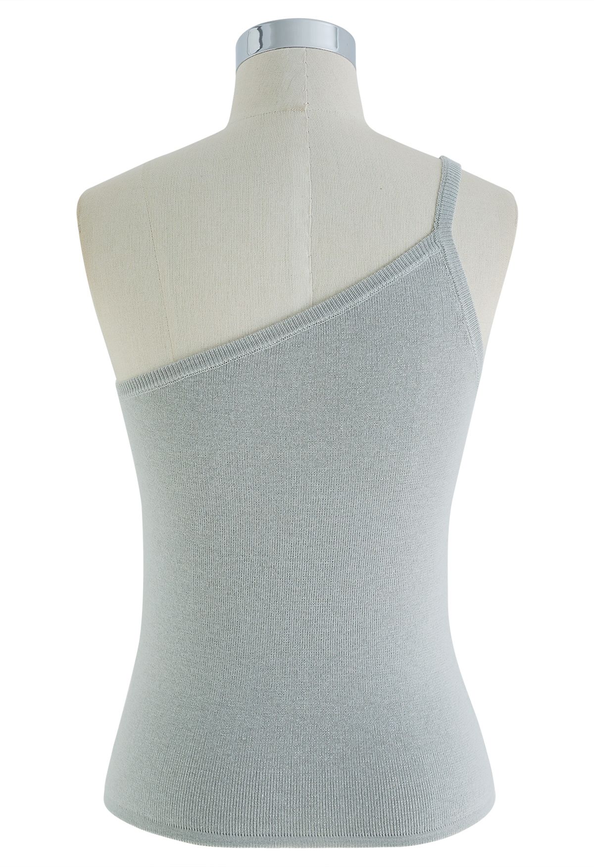 Strappy One-Shoulder-Strick-Tanktop in Grau