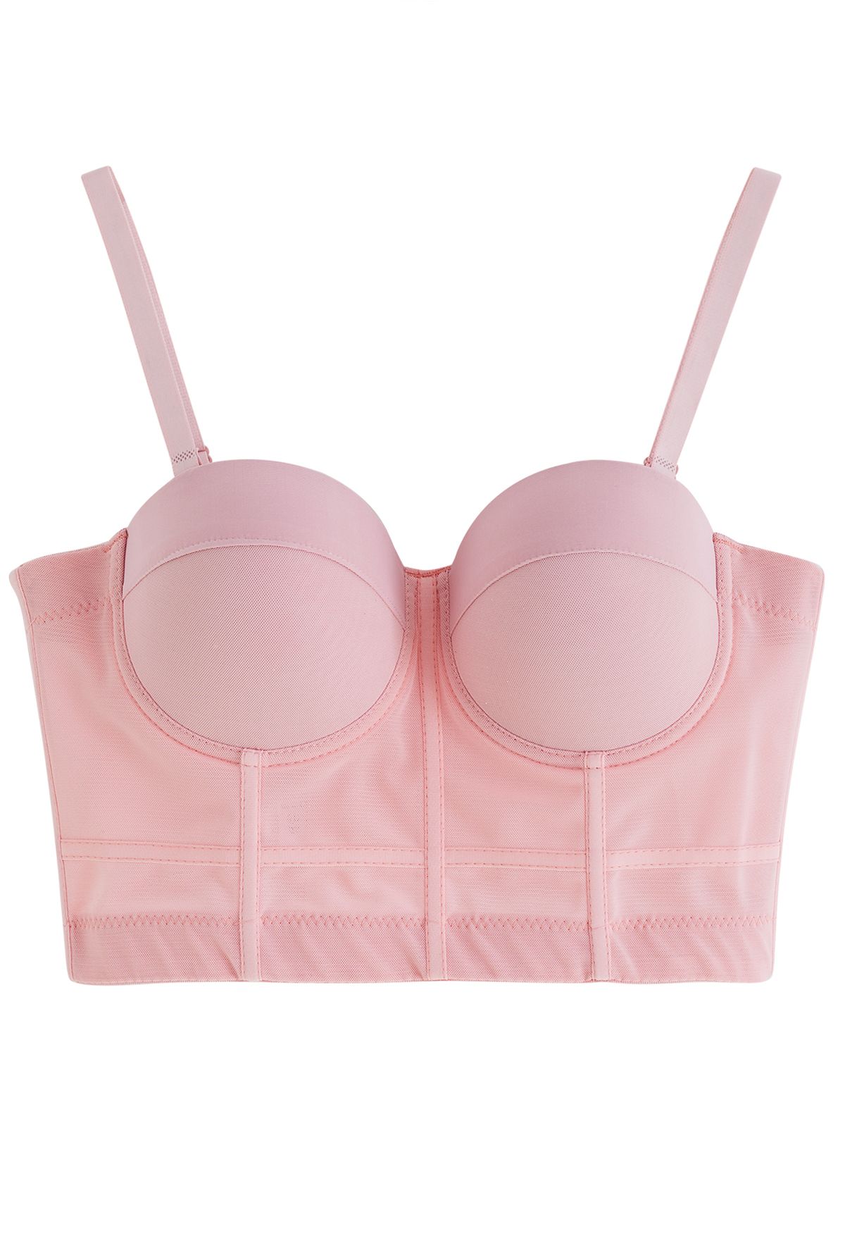 Einfarbiges Bustier-Crop-Top mit Bügeln in Pink