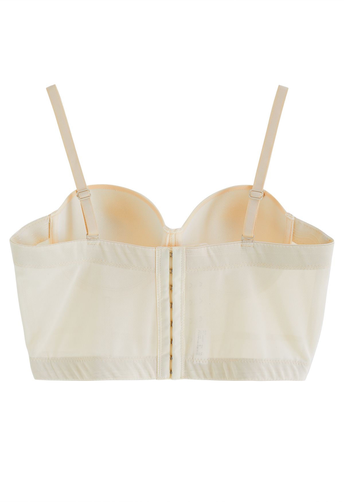 Einfarbiges Bustier-Crop-Top mit Bügeln in Creme