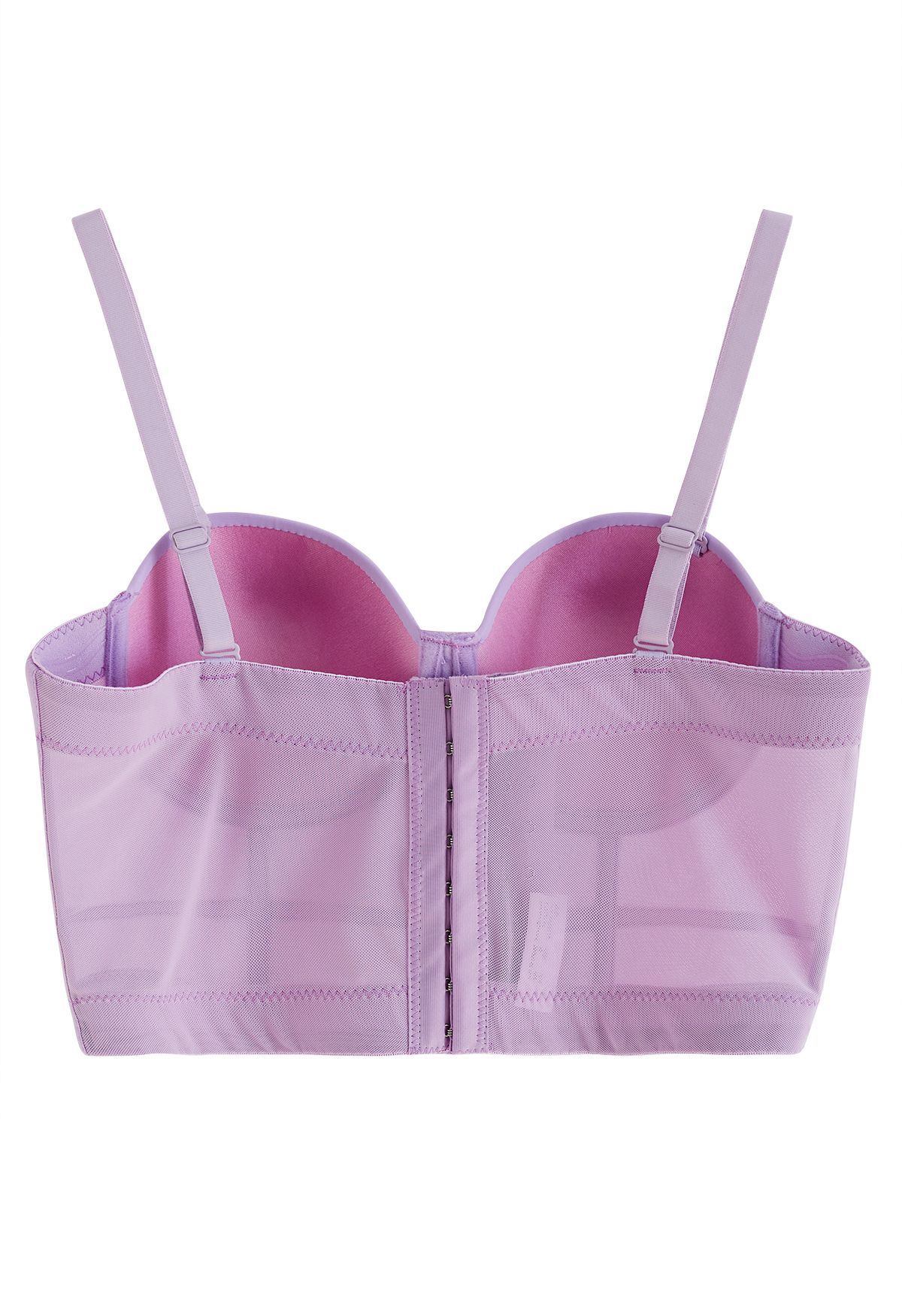 Einfarbiges Bustier-Crop-Top mit Bügeln in Flieder