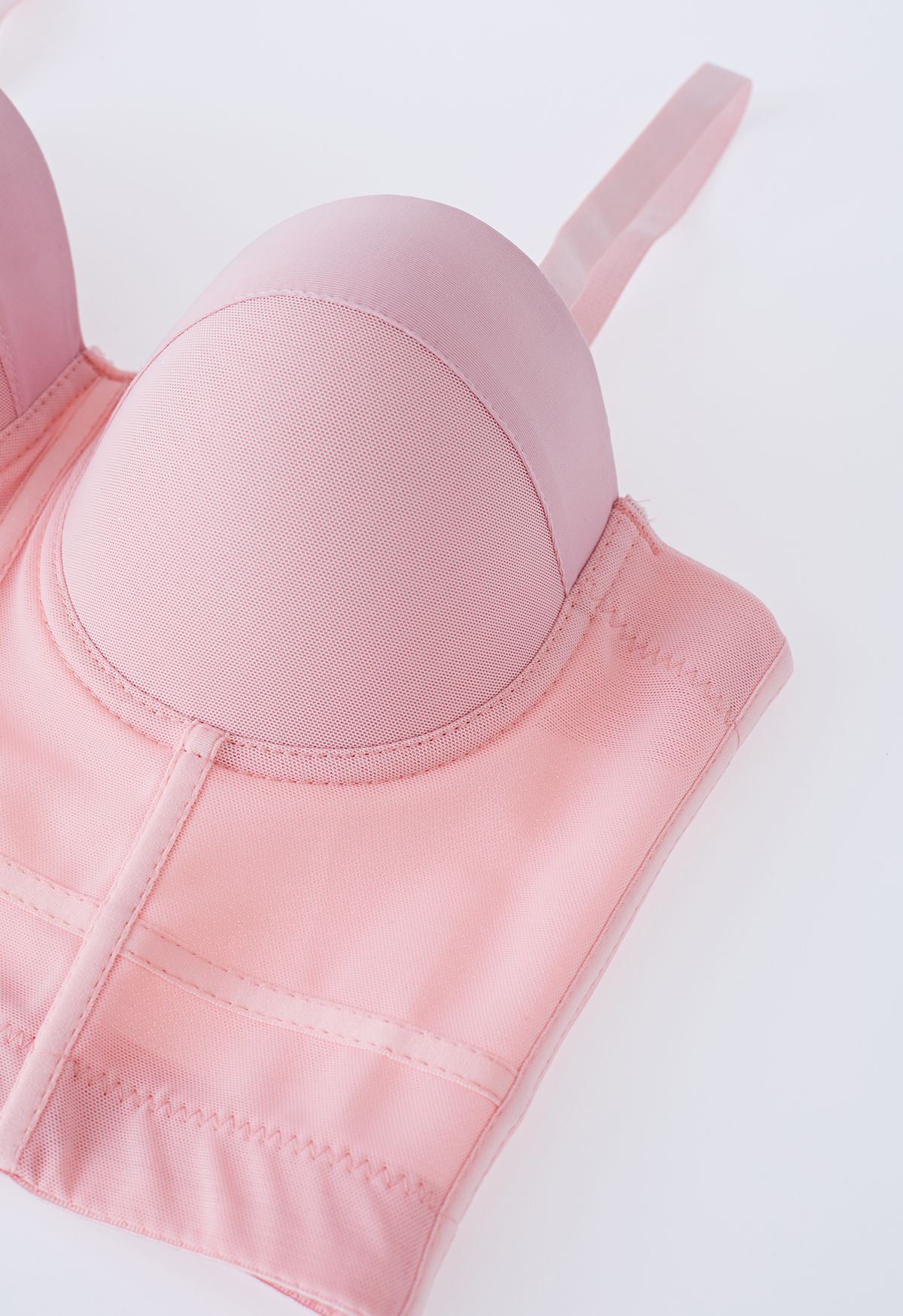 Einfarbiges Bustier-Crop-Top mit Bügeln in Pink