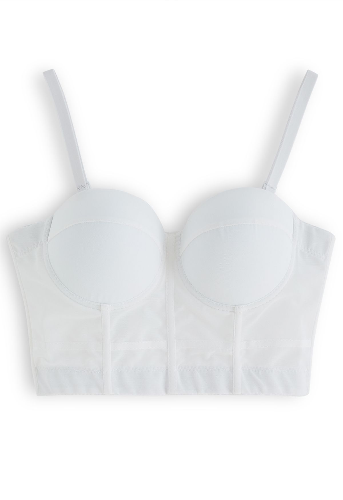 Einfarbiges Bustier-Crop-Top mit Bügeln in Weiß