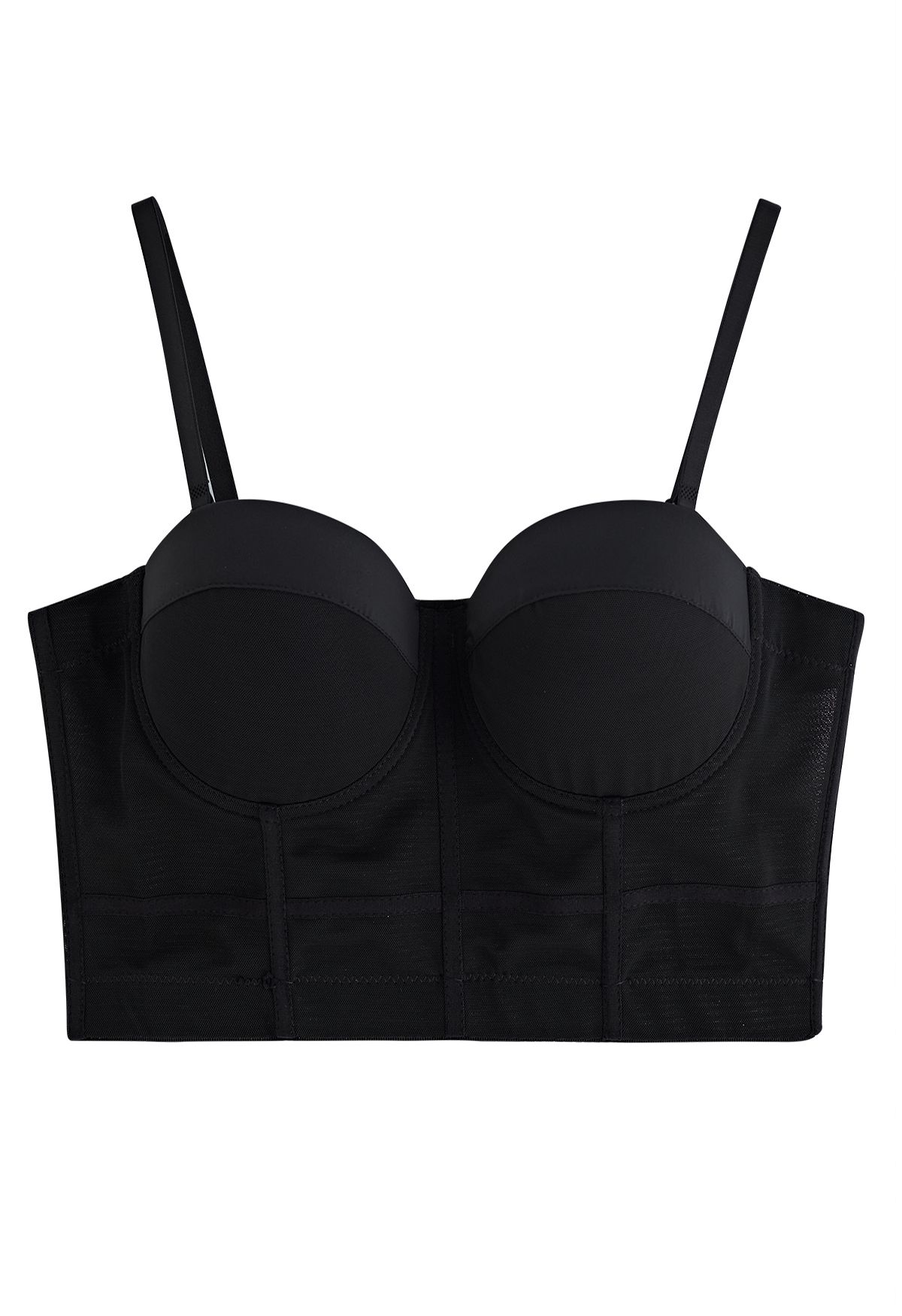 Einfarbiges Bustier-Crop-Top mit Bügeln in Schwarz