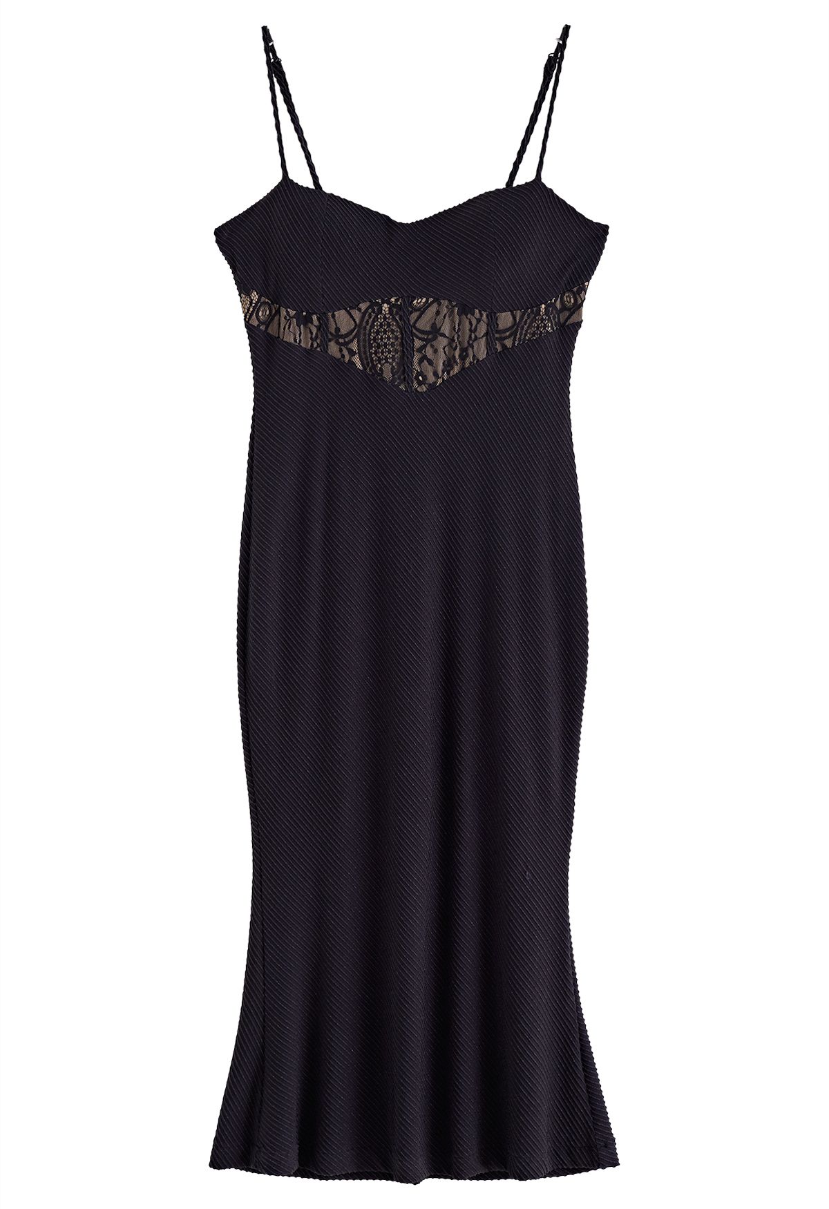 Meerjungfrau-Cami-Kleid mit geprägter Textur und Spitze