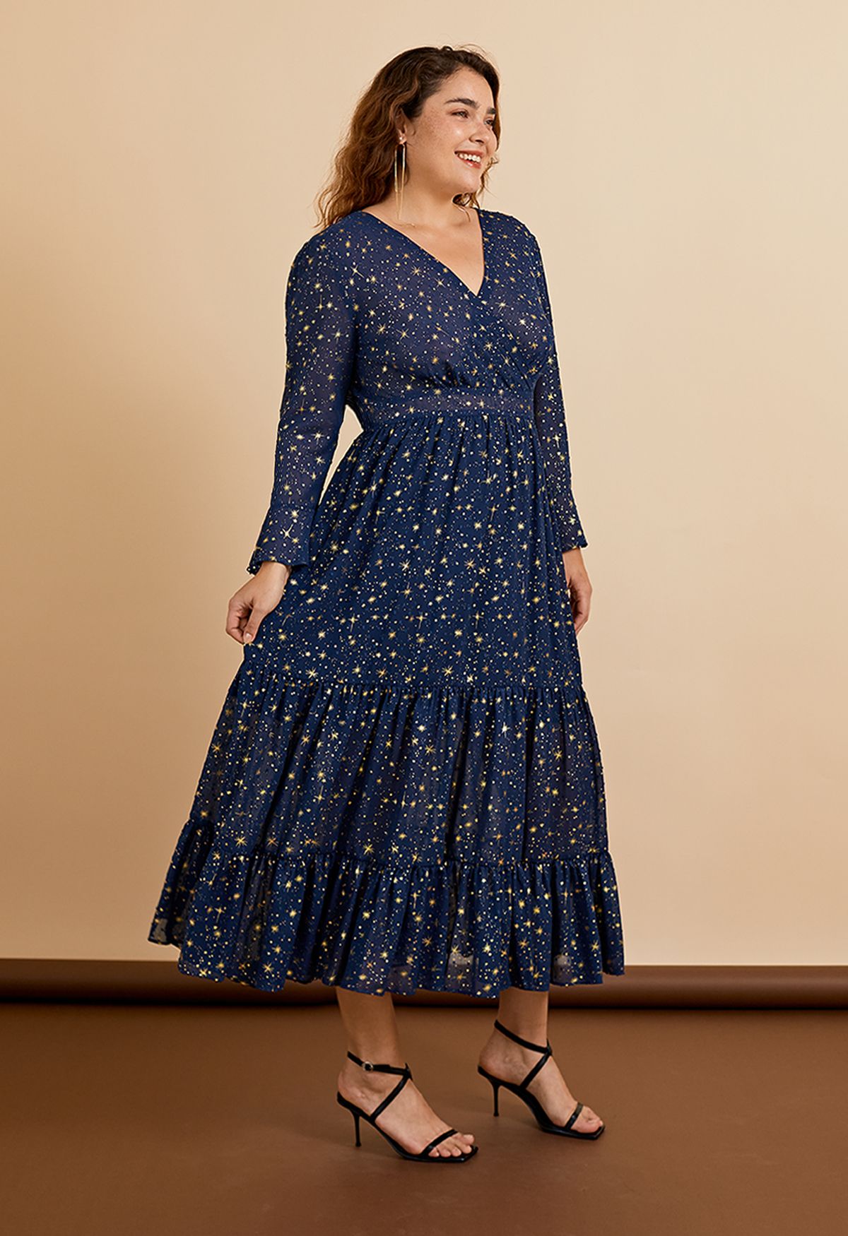 Ruhm der Liebe Sterne gedruckt Maxi-Kleid in Marine