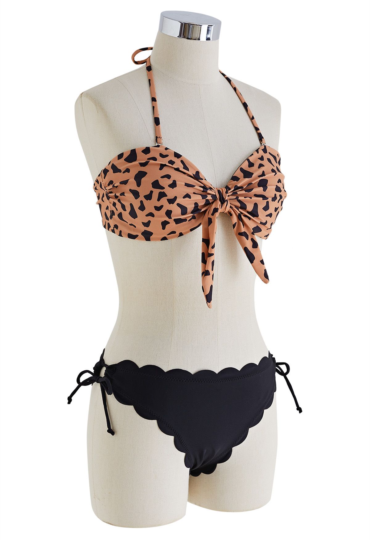 Wildes Tiger-Print-Bikini-Set mit Schleife