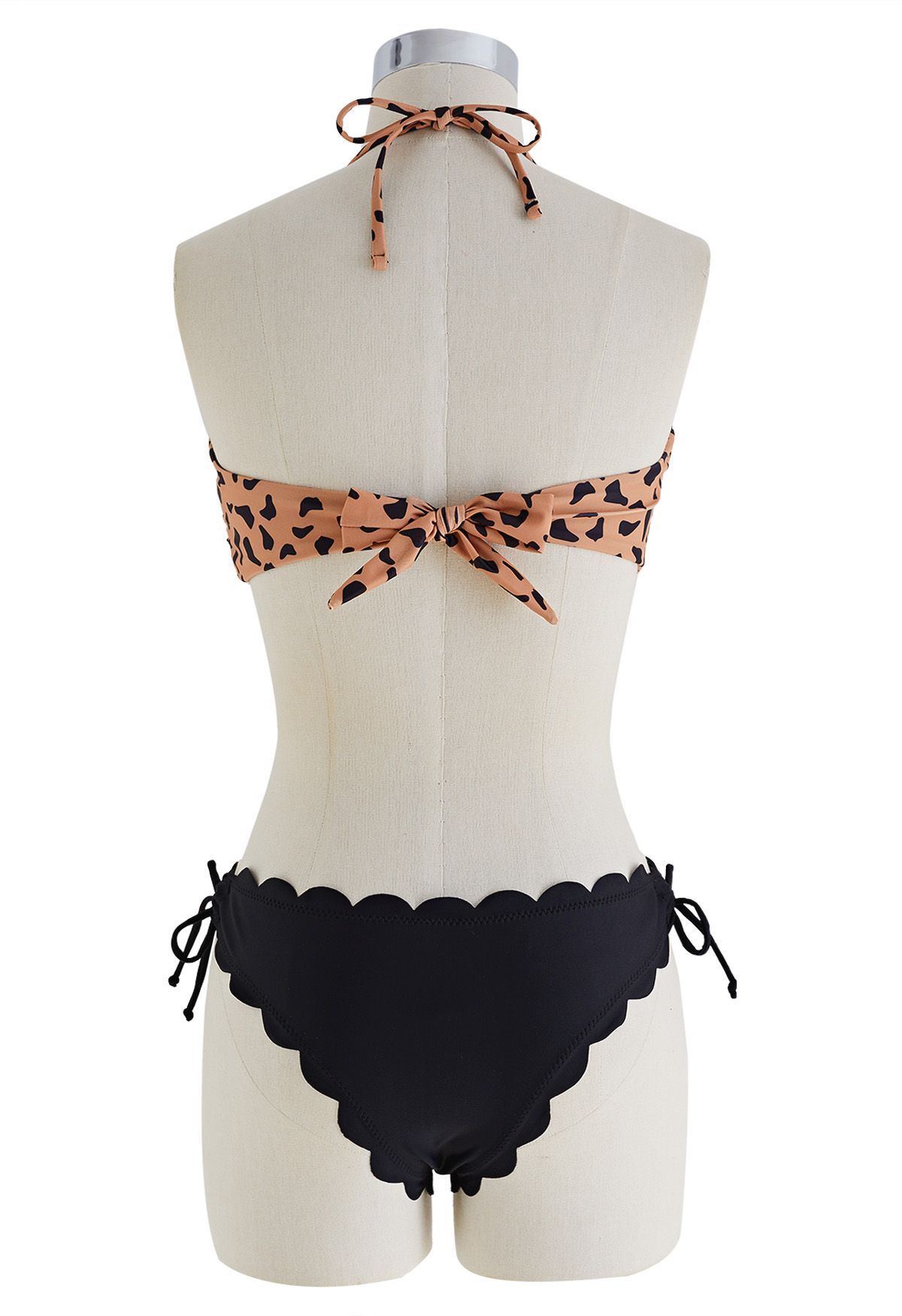 Wildes Tiger-Print-Bikini-Set mit Schleife