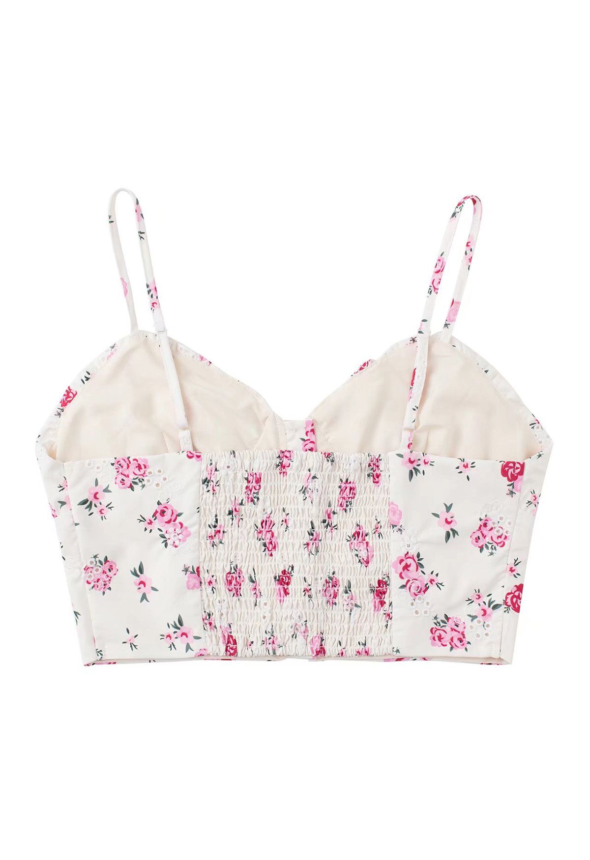 Bustier-Crop-Top mit bestickter Blümchen-Öse