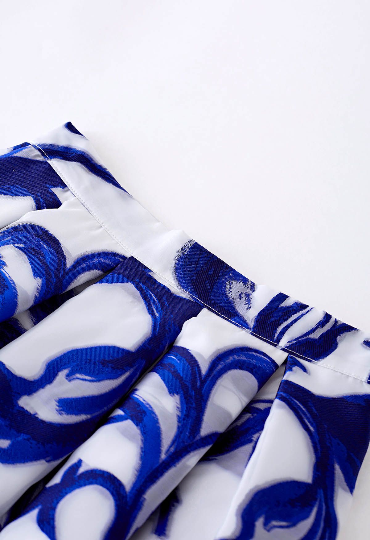 Indigo Vine Jacquard-Organza-Falten-Midirock