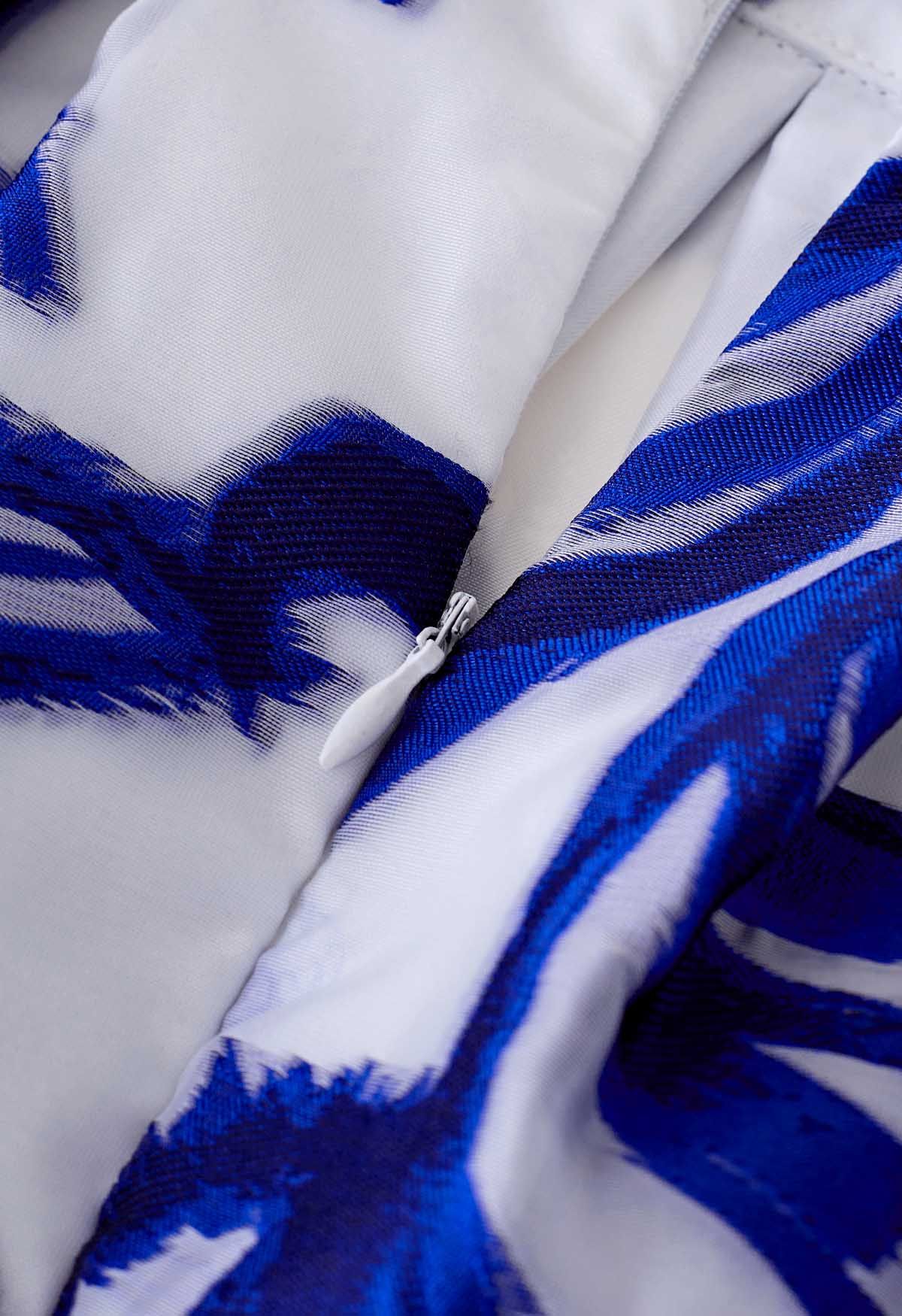 Indigo Vine Jacquard-Organza-Falten-Midirock