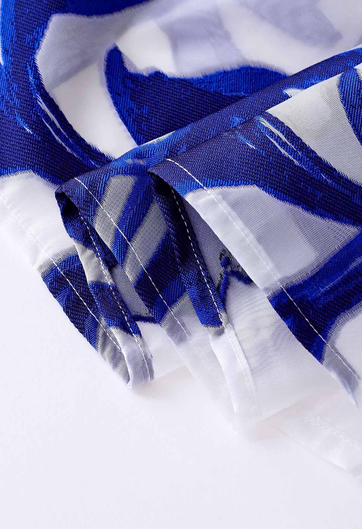 Indigo Vine Jacquard-Organza-Falten-Midirock