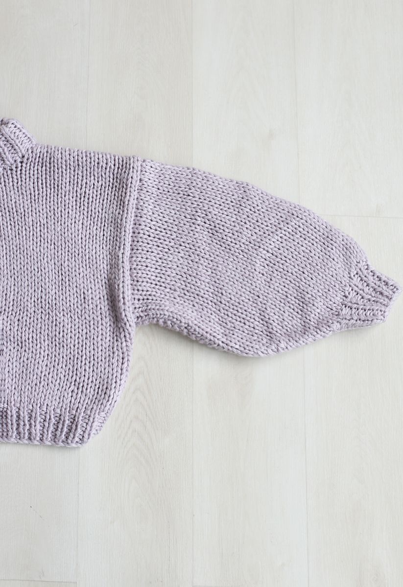 Chunky Chunky - Lila Pullover mit geschwollenen Ärmeln