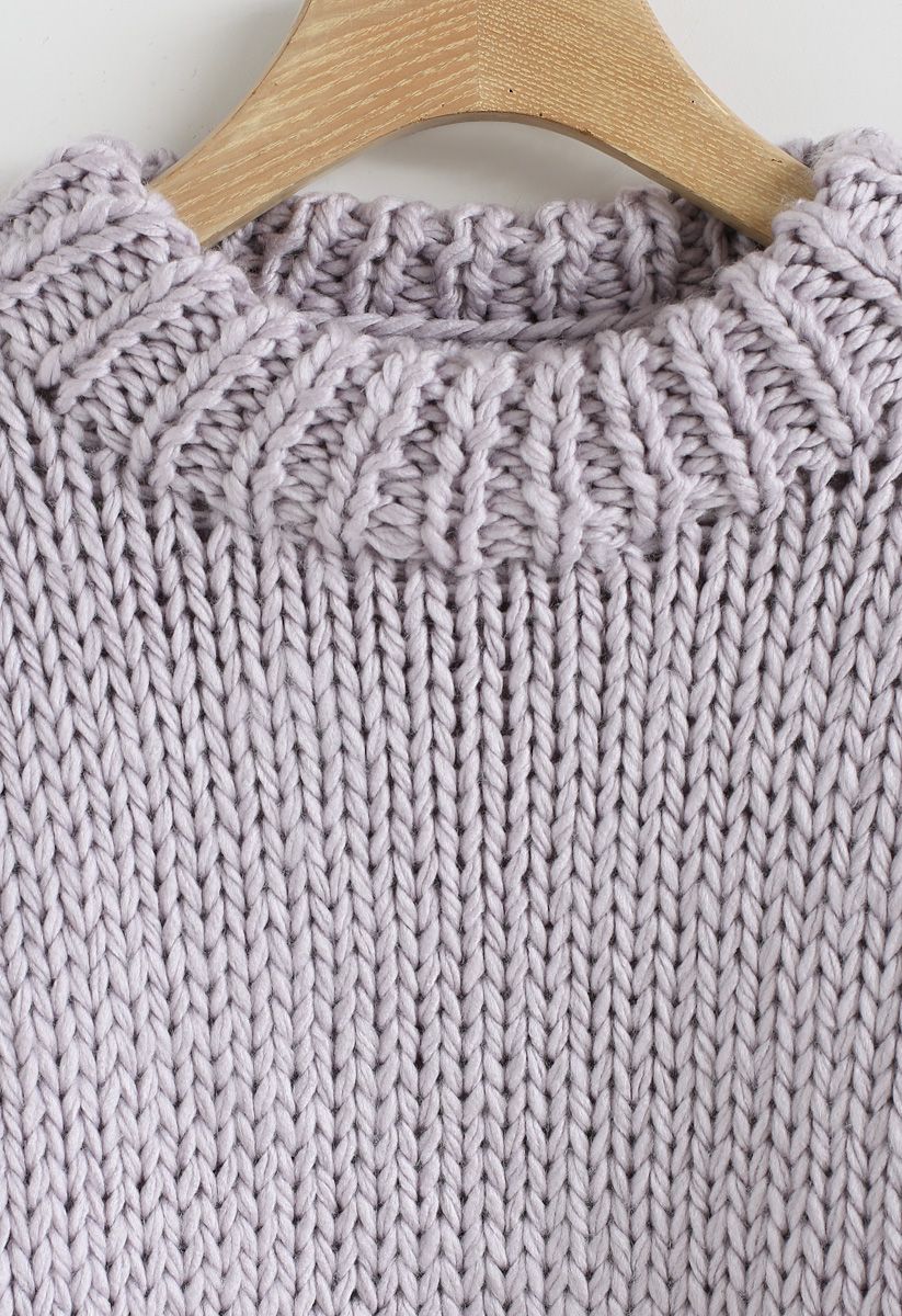 Chunky Chunky - Lila Pullover mit geschwollenen Ärmeln