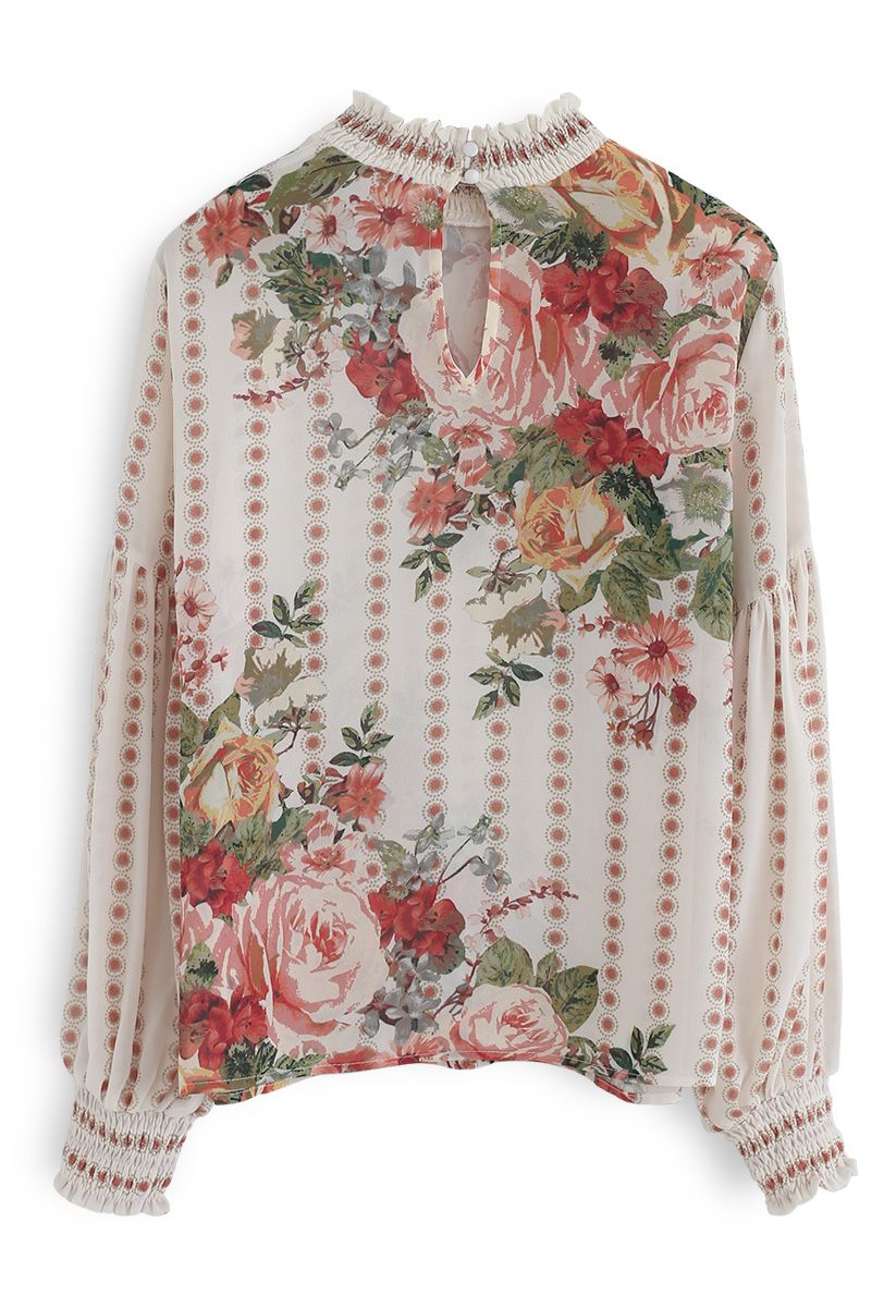 Fantasie im Garten - florales Chiffontop