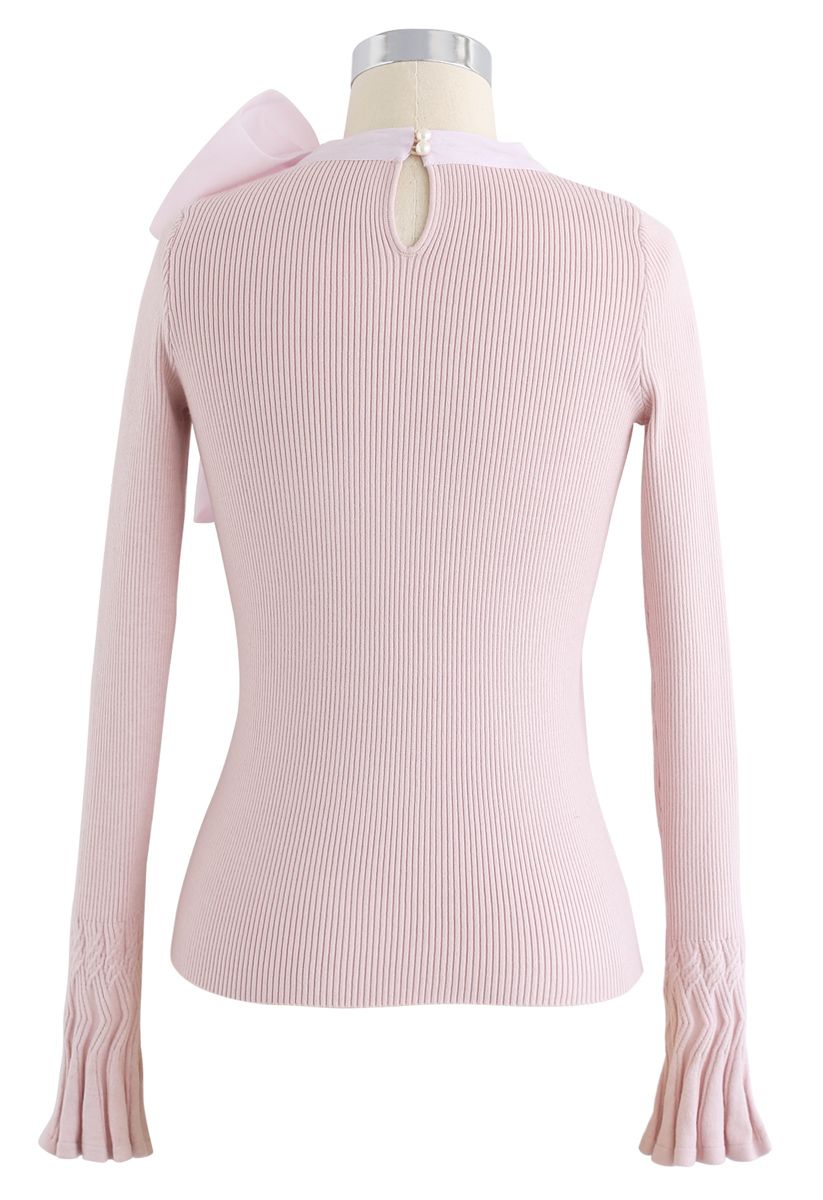 Fantasievoll mit Schleife – Stricktop in Pink