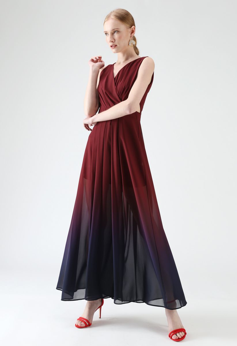 Ärmelloses Maxikleid von Gradient Revelry in Wine