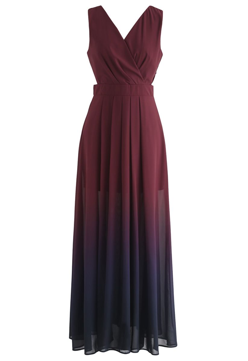 Ärmelloses Maxikleid von Gradient Revelry in Wine