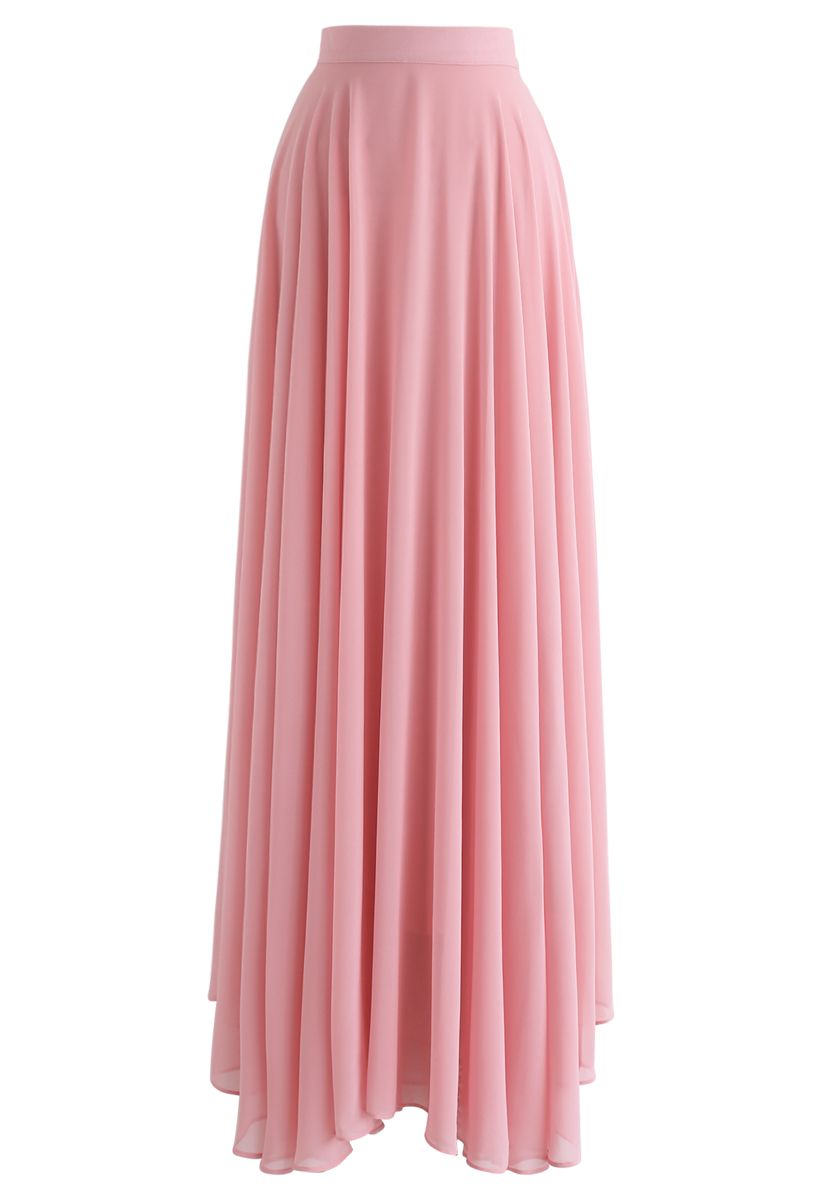 Zeitloser Favorit – Chiffon Maxirock in Pink