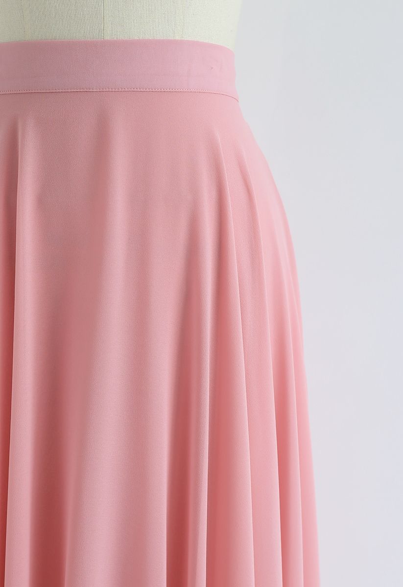 Zeitloser Favorit – Chiffon Maxirock in Pink