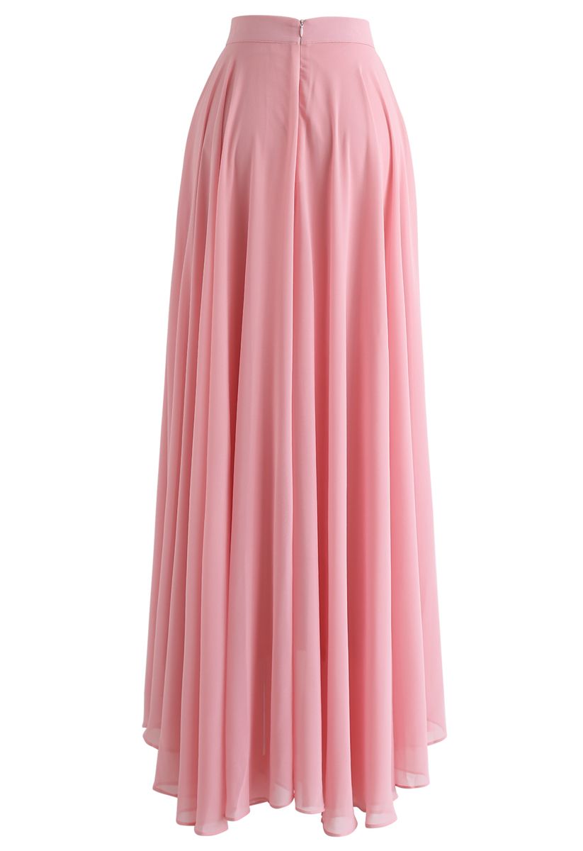 Zeitloser Favorit – Chiffon Maxirock in Pink