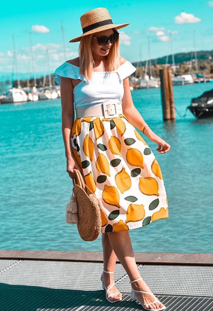 Sommerfrische Limone – A-Linien Midiskirt